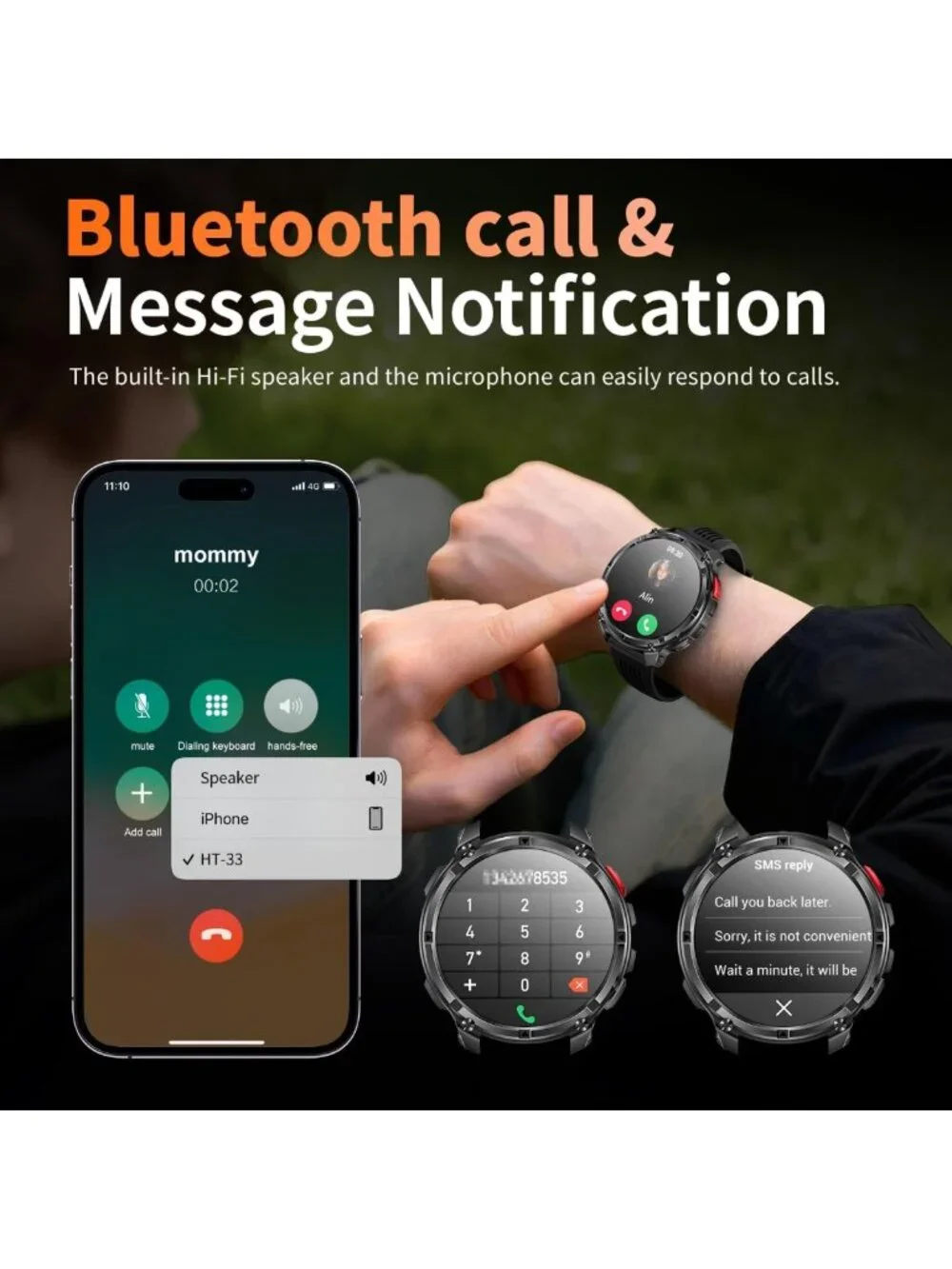 Men's Military Sport Smart Watch - Fitness Tracker, Waterproof, 100+ Modes